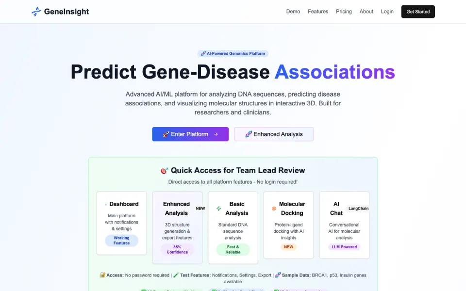 GeneInsight Bio Platform Live Runtime Preview Poster